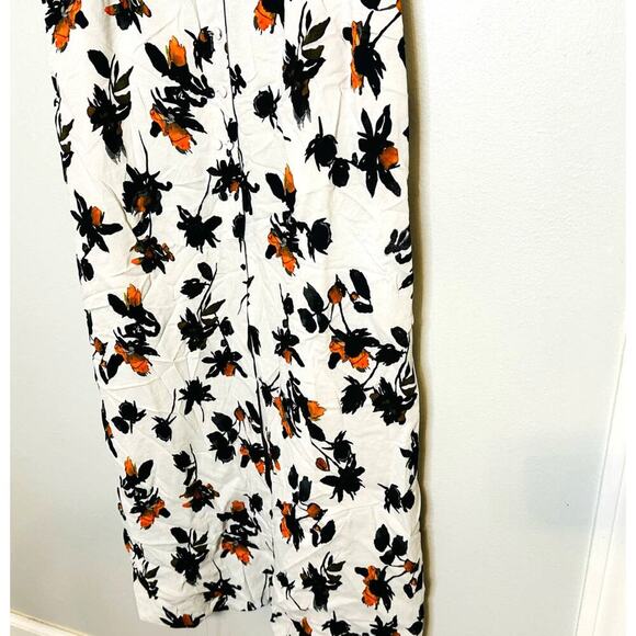 Derek Lam Floral Camisole Button Front V-Neck Slit Front Stretch Crepe Dress 10 - Picture 8 of 16